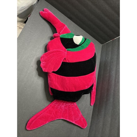 Vintage CHRISHA Playful Plush Fushia Black Striped Fish Hat Halloween Costume - Picture 1 of 7